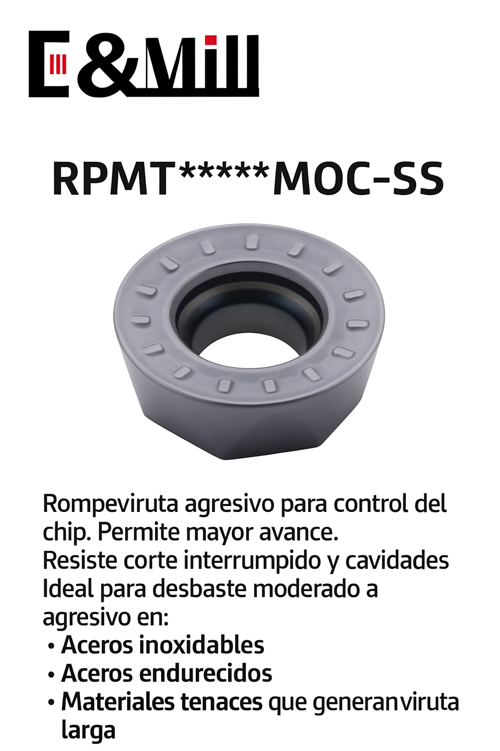insertos RPMT / RPGT para Cabezal EMR – CNC Carburo para Fresado y Torneado